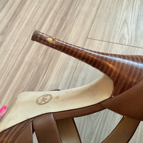 Michael Kors Camel Stiletto Peep-Toe Heels - Picture 4 of 7
